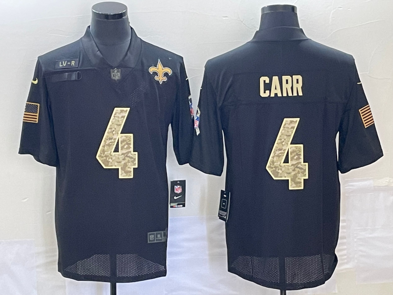 Men's New Orleans Saints Derek Carr #4 Black Jersey